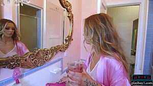 wanna see big ass blonde aubrey strip nude and rip clothes off?