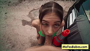 blonde jc wilds swallows huge dick at car wash