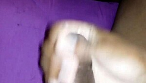 jerking my thick black cock leads to explosive cum pov finish