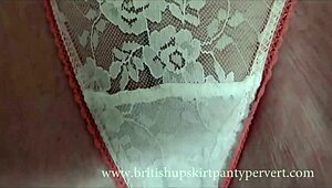 Upskirt view shows 64 year old British milf panties