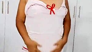 angelita the horny milf masturbates solo in sexy homemade costumes