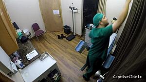 nurse lainey in latex gloves spreads for patient in hospital fetish