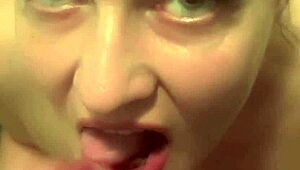 after workout horny milf swettysvett drops to knees for bathroom suck