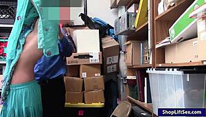 arab teen shoplifter sucks officer's monster cock in office blowjob frenzy