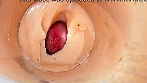 Camera deep inside tight pussy captures huge cum explosion