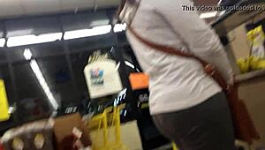 hidden cam catches two moms shopping candid curves