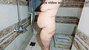 Muslim BBW Wife's Naked Bath Exposes Huge Tits Ass and Pussy