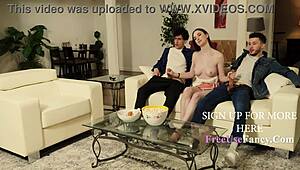 Teen tells stepparents stay cool while friends bang her in CFNM gangbang!