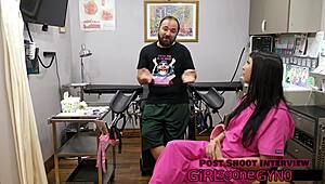 Selena Sativa Spreads Shaved Pussy Tattoo Babe Plays Ultrasound Fetish Massage Backstage