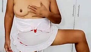 angelita the horny milf masturbates solo in sexy homemade costumes