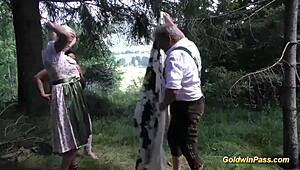 wild german outdoor orgy with bbw girls at party