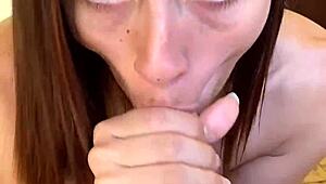 omg pov desperate latina teen slut deepthroats cock sloppy with ball licking n swallows cum!!
