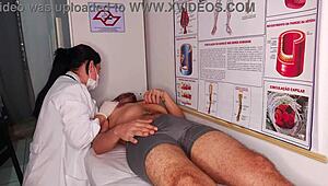 erection in front of the nurse with big cock