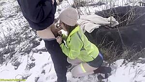 Horny girlfriend gets deep fucked outdoors