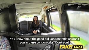 Fake taxi big facial cum shot for brunette