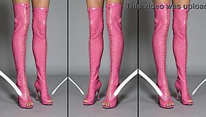 High-heels-boots on the concrete full of cum