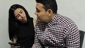 Nerdy student gives creampie to young mexican girl in class