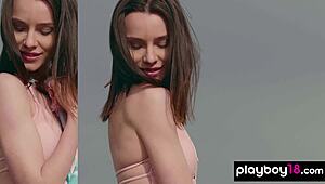 Charming ukrainian newcomer teen 18+ adel morel slips out of her bikini outdoor