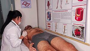 erection in front of the nurse with big cock