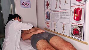 erection in front of the nurse with big cock