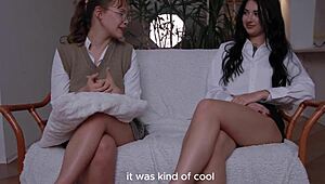 Wife Teaches College Girl To Pleasure Her Husband Amazing Double Blowjob