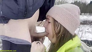 Horny girlfriend gets deep fucked outdoors