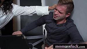 caught watching anal gets him a rough lesson from his step-mom