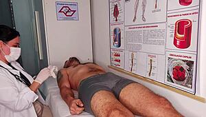 erection in front of the nurse with big cock