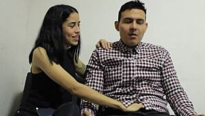 Nerdy student gives creampie to young mexican girl in class