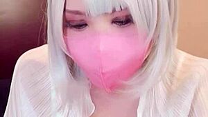 mask beauty crossdressing and masturbating while streaming