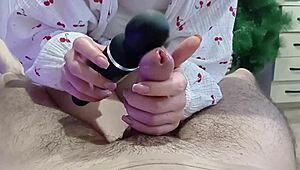 step sister extracts cum with vibrator on small cock
