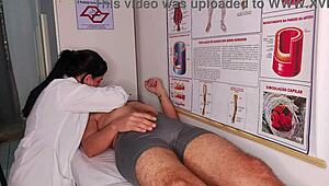 erection in front of the nurse with big cock