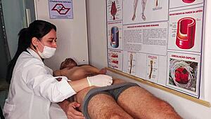 erection in front of the nurse with big cock