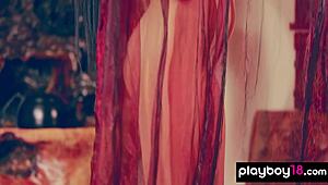Glamorous chinese teen shows exotic hairy pussy