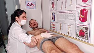 erection in front of the nurse with big cock