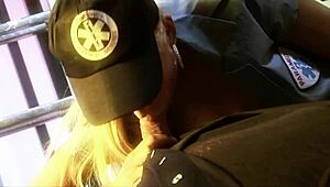 Sexy blonde nurse sucks and fucks patient