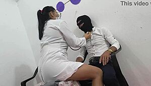 Hot latina doctor rides patient hard