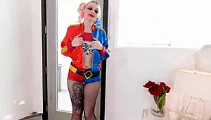 Arielle Aquinas Harley Quinn Lookalike Sucks Huge Cock With Fleshlight And Swallows Cum