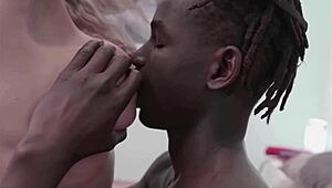 Vanesa ties blindfolds and takes black man