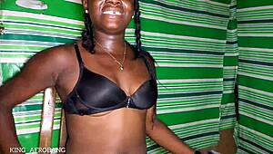 chocolate skin girl masturbates erotically with dildo in casting interview