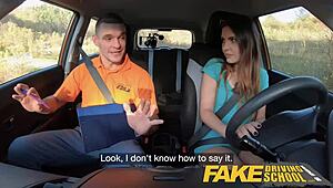 fake driving school cute miriam gives blowjob and orgasms with teacher