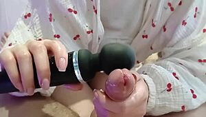 step sister extracts cum with vibrator on small cock