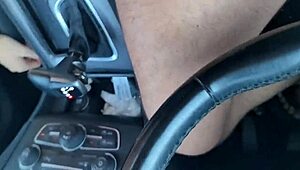 Cheating blonde milf sucks huge cock in car