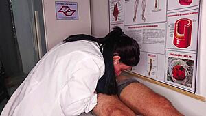 erection in front of the nurse with big cock