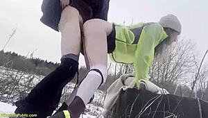 Horny girlfriend gets deep fucked outdoors