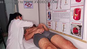 erection in front of the nurse with big cock