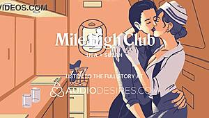 Dripping pussy licked by stewardess outdoors