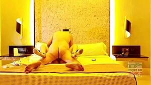 pam hotwife in bunny suit with husband watching
