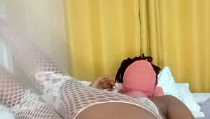 full pussy on display from this whore