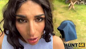 Naughty chick fucked stranger outdoors